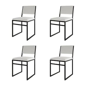 Kit 4 Cadeiras De Jantar Industrial Isa Assento Corino Branco