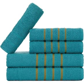 Jogo 5pçs 2 Banho + 2 Rosto + 1 Tapete P-banheiro 100% Algodão Alta Absorção - Verde Jade