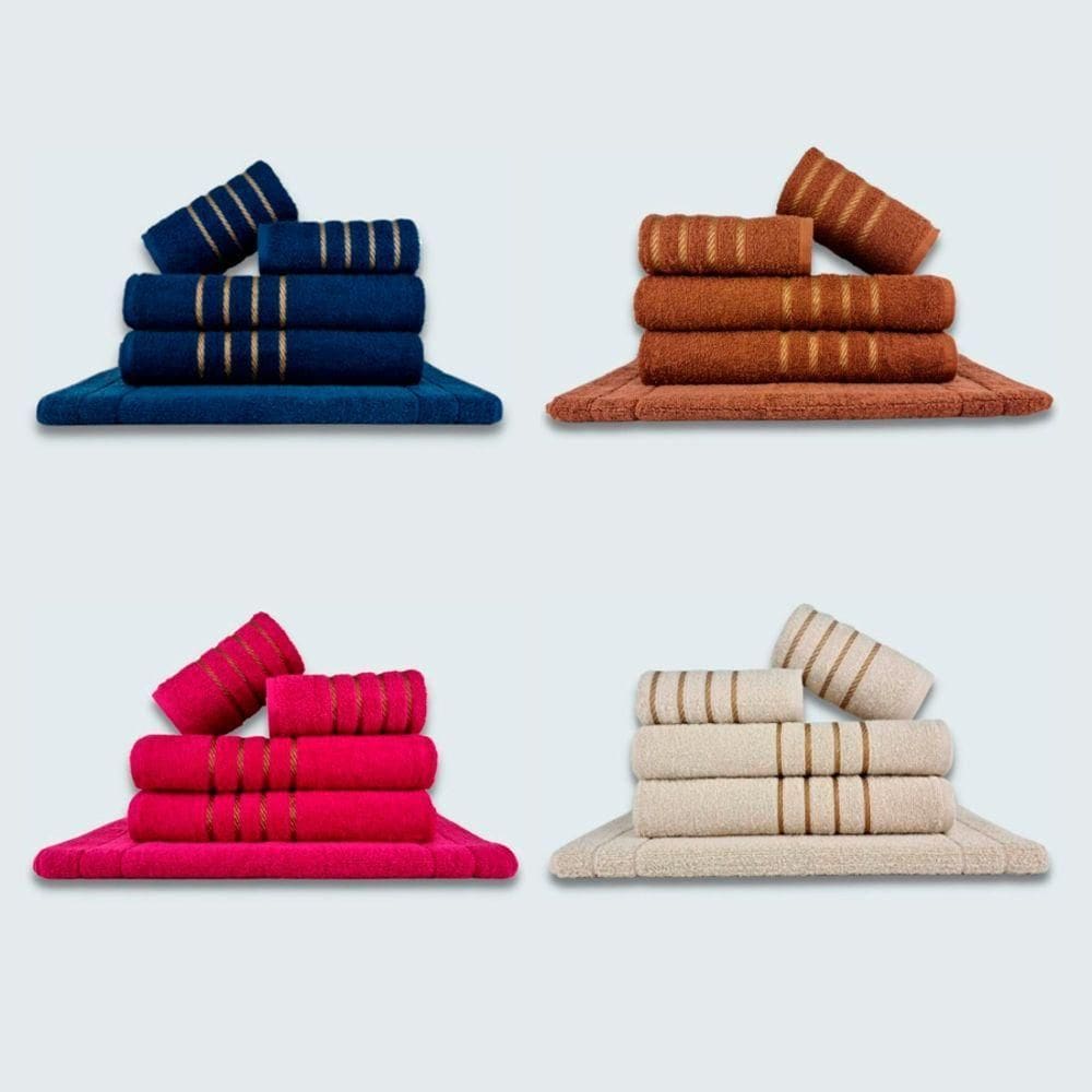 Jogo De Toalhas 20 P?s Cole??o Montreal 100% Algod?o Az+mr+rs+bg