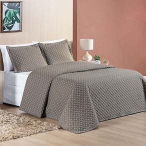 Kit Cobre Leito Espanha Casal King 03 Peças Micropercal 200 Fios Matelado White Line - Camafeu Bege