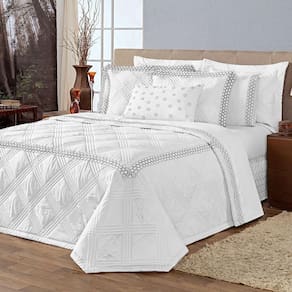 Kit Cobre Leito Romano Micropercal 200 Fios Queen 07 Peças - Branco