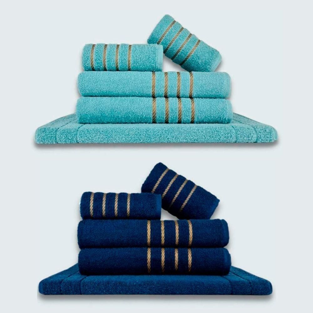 Jogo De Toalhas 10 P?s Cole??o Montreal 100% Algod?o Verde+azul