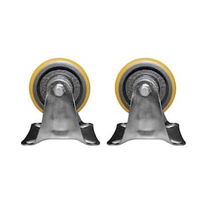Kit 2 Rodinhas 100Mm Ferro Com Poliuretano 4`` Placa Fixa