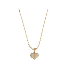 Colar Cartier 50Cm Coração Branco Letra V Banhado Ouro 18K