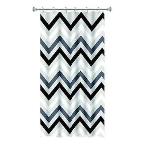 Cortina Box Banheiro Zig Zag Preto Branco Gancho 198X138Cm