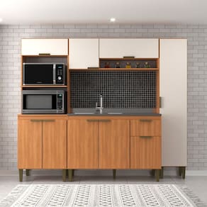 Cozinha Completa Alana 9 Portas 1 Gaveta Freijó/Off White - Jcarvalho