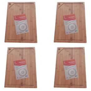 Kit 4 Tabua De Bambu Carne Madeira Churrasco Grande