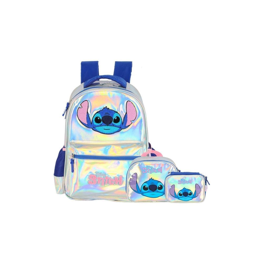 Kit Escolar Lilo Stitch 3D Mochila Costas Lancheira Estojo