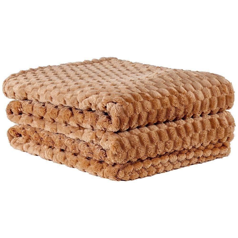 Cobertor Queen Marshmallow Manta Flannel Ultrasoft - Caramelo