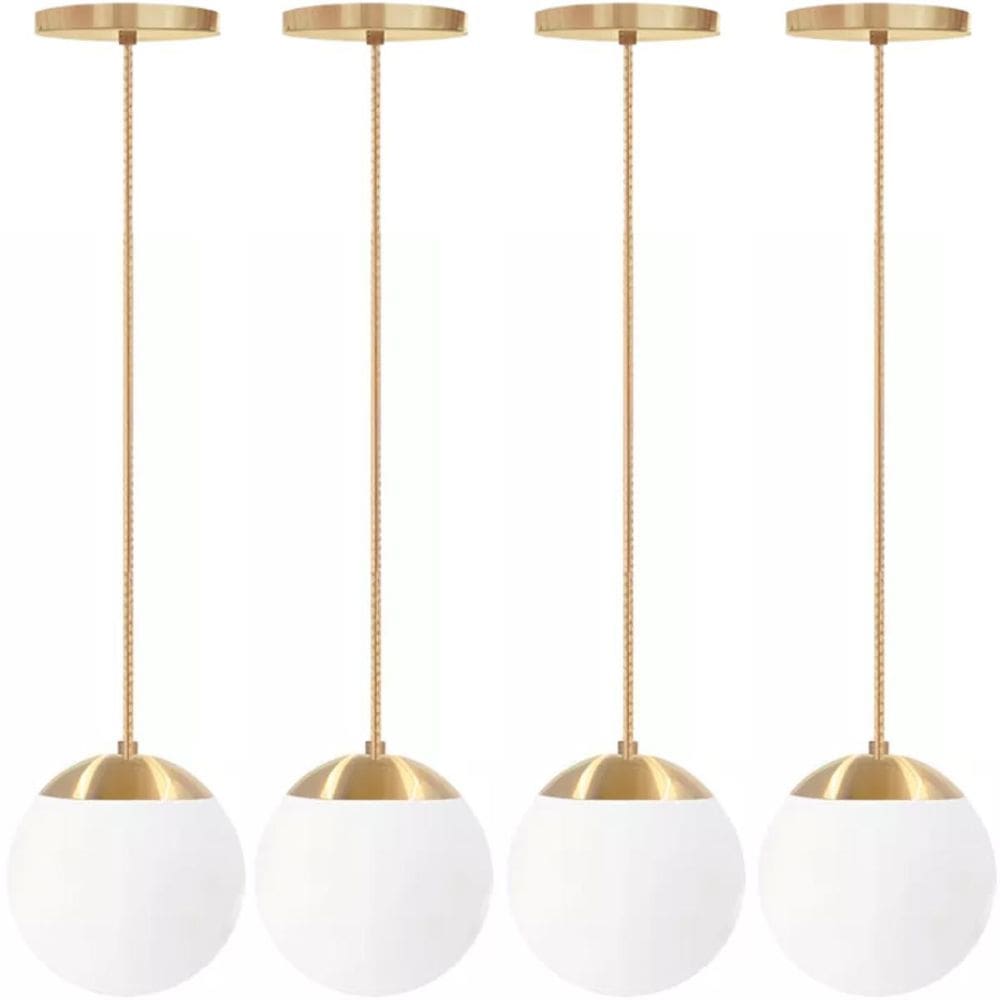 4 X Luminárias Lustre Pendente 2M Jabuticaba Globo Vidro