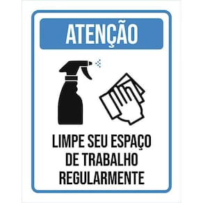 Placa Distanciamento Social Limpe Seu Espaço Trabalho 36X46