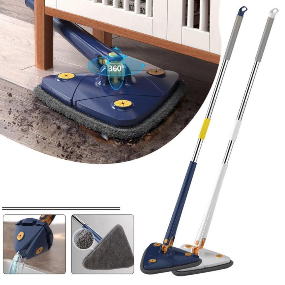 Esfregão Triangular Giratório 2 Refil Limpeza Azul