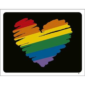 Placa Decorativa - Diversidade Coração Arco Iris 36X46