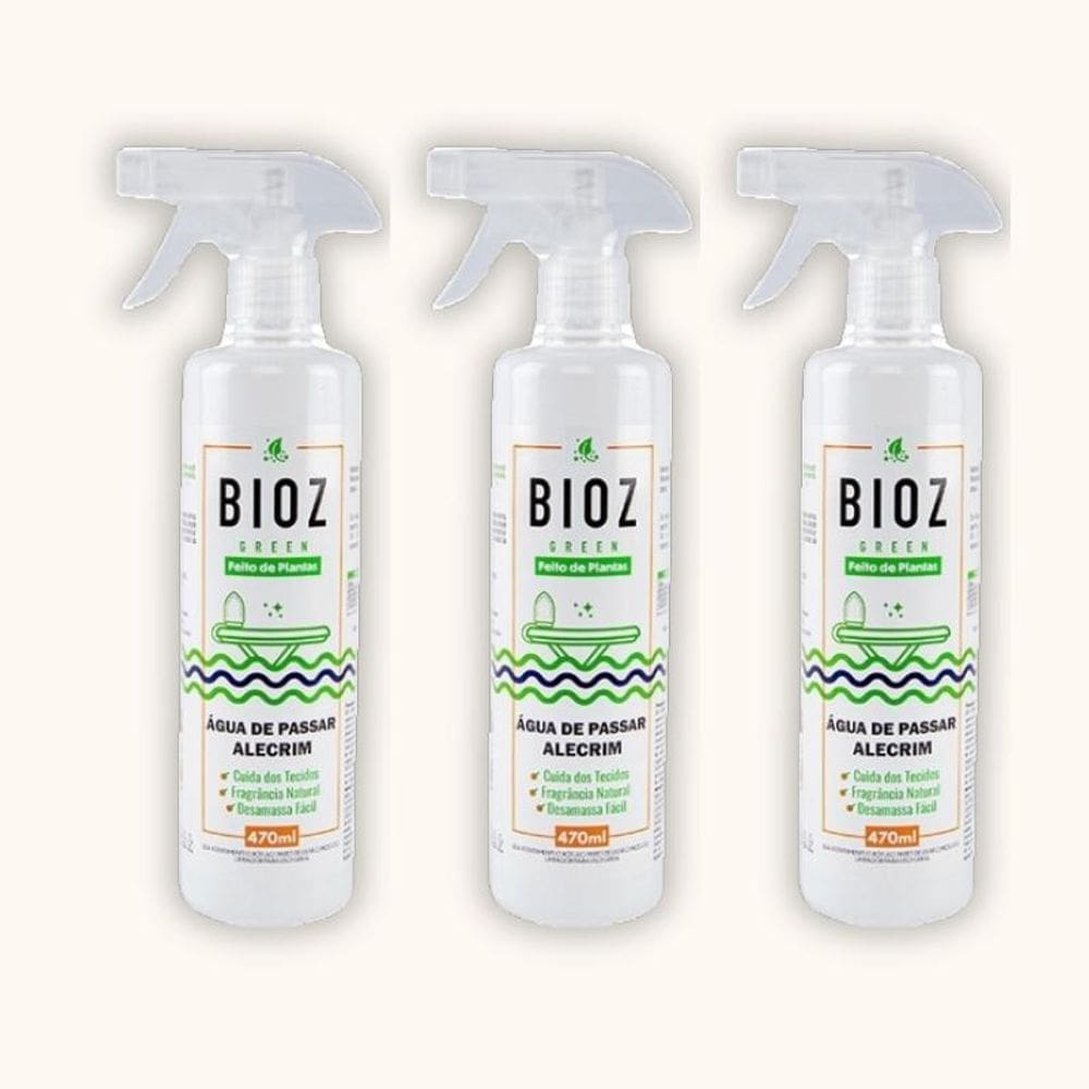 Kit 3X: Água Passar Roupa Biodegradável Alecrim Bioz Green