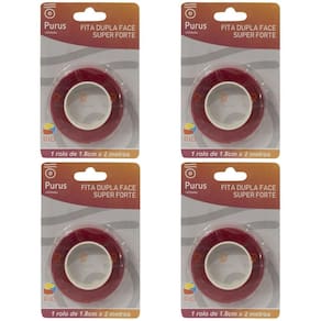 Kit Fita Dupla Face Super Forte 1,8 Cm X 2 Metros 4 Unidades