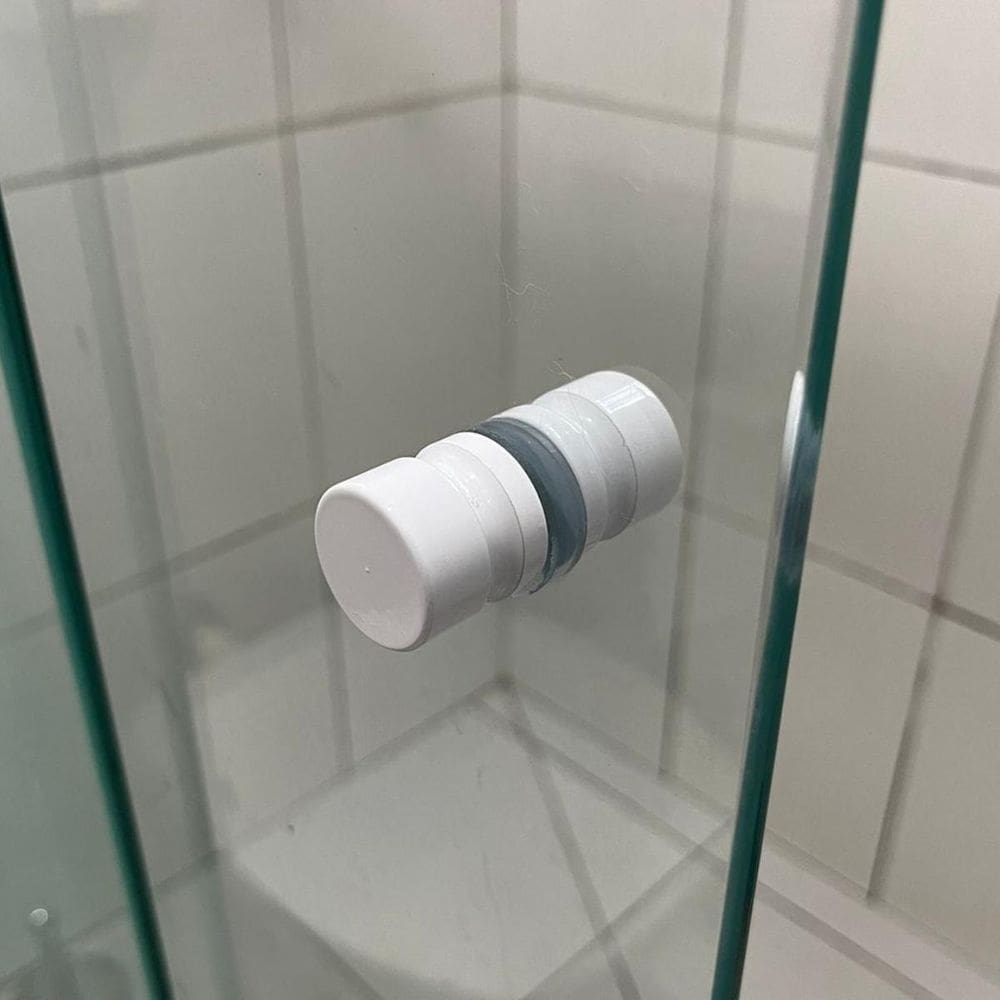 Puxador Porta Vidro Box Banheiro Branco Redondo Discreto