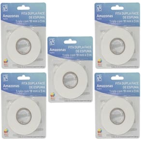 Kit Fita Dupla Face De Espuma 1,8 Cm X 3 Metros Com 5 Rolos