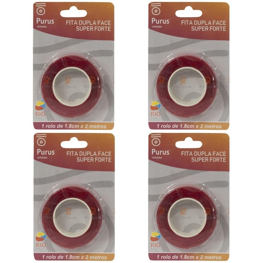 Kit Fita Dupla Face Super Forte 1,8 Cm X 2 Metros 4 Unidades