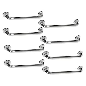 Barra Alça Apoio 50 cm Aço Inox Suporte Anti Queda Kit 8 Uni Segurança Gestante Idoso Cadeirante Deficiente