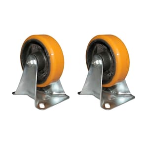 Kit 2 Rodinhas 127Mm Ferro Com Poliuretano 5`` Placa Fixa