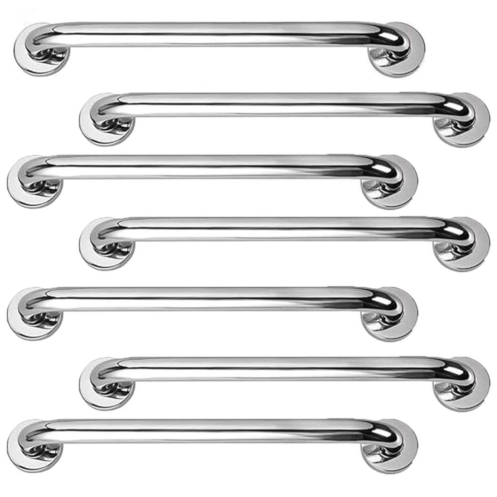 Barra Alça Apoio 50Cm Aço Inox Kit 7 Uni Gestante Idoso Cadeirante PCD Box Banheiro Segurança Suporte Evita Quedas Acidente