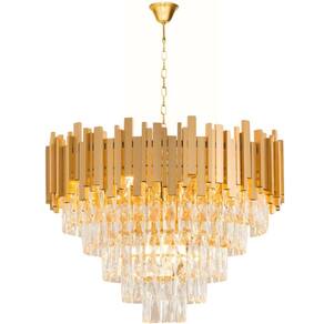 Lustre Pendente 88X57Cm Vana Gold 160 Cristais 9 E14 Dourado