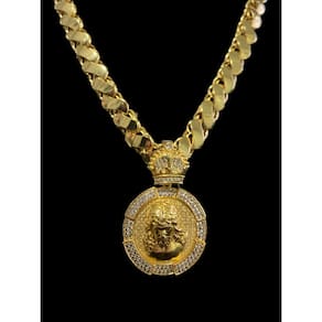 Cordão Friso S 13Mm + Pingente Jesus - Banhado A Ouro 18K