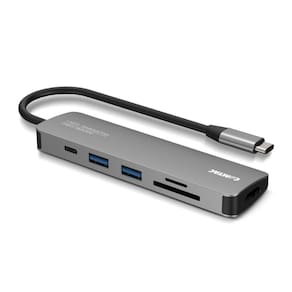 Docking USB-C Multiportas Comtac Aluminium - 6 em 1 - USB-C USB-A 3.2 USB-A HDMI Slot SD e Micro SD