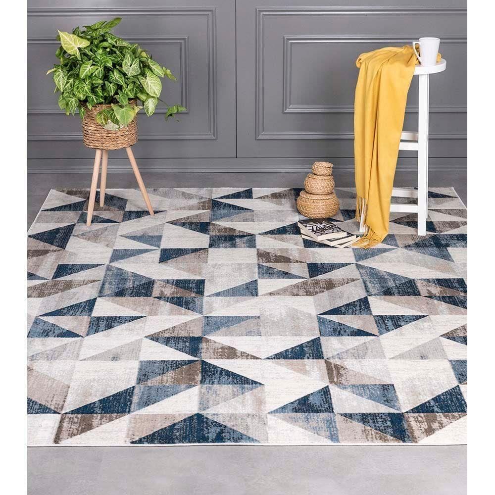 Tapete Para Sala Condor 04 Azul Cinza 1,40x2,00m - Edantex
