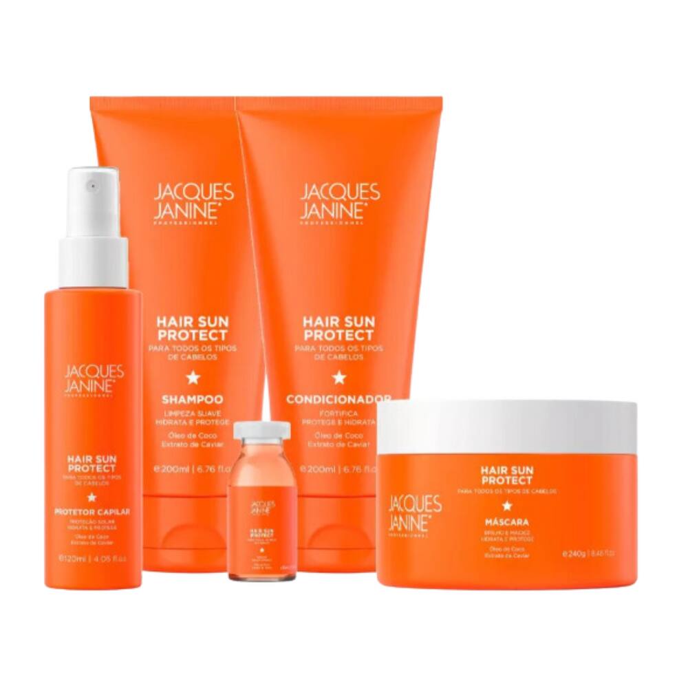 kit Jacques Janine Hair Sun Protect Sh+Cond 200ml+Más 240g+Prote 120ml+Ampola 15ml