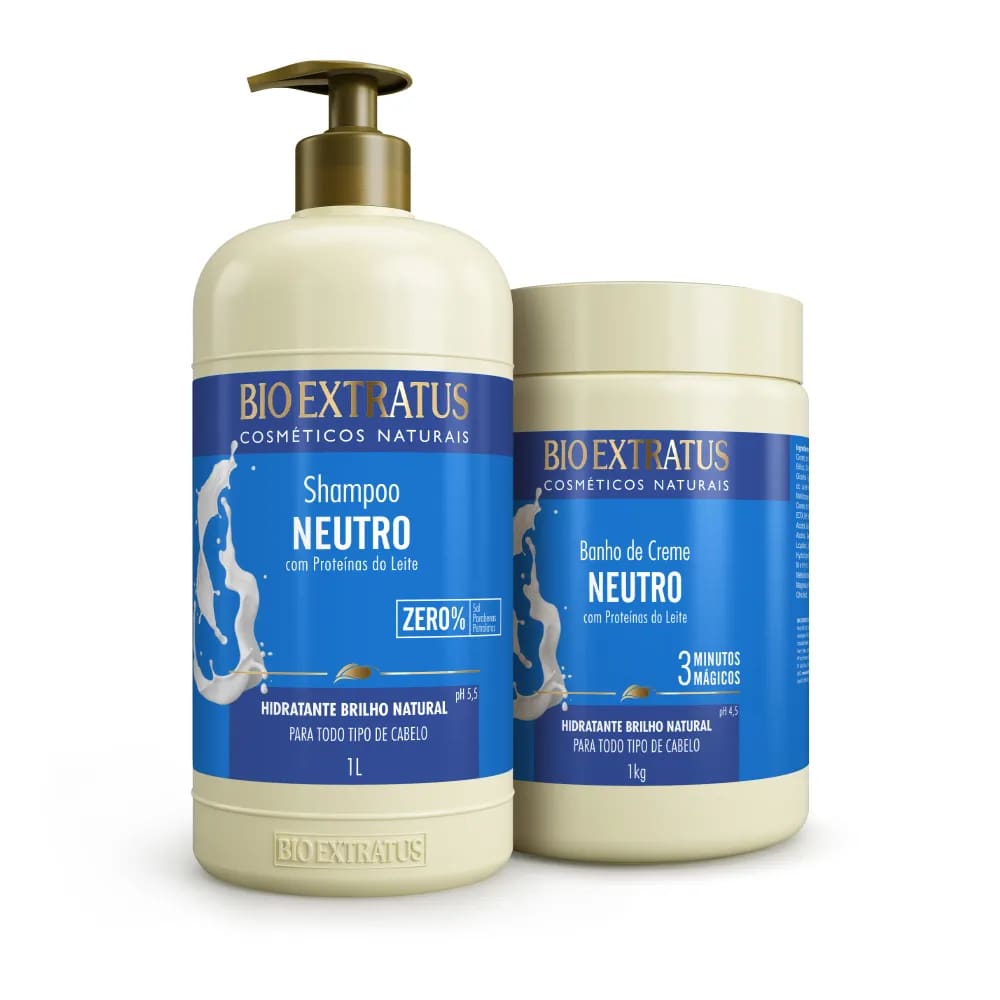 Kit Bio Extratus Proteínas do Leite Shampoo + Banho de Creme (1L/Kg)