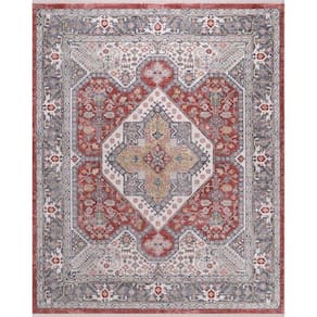 Tapete Para Sala Coliseo 05 Cinza e Vermelho 2,50x3,10m