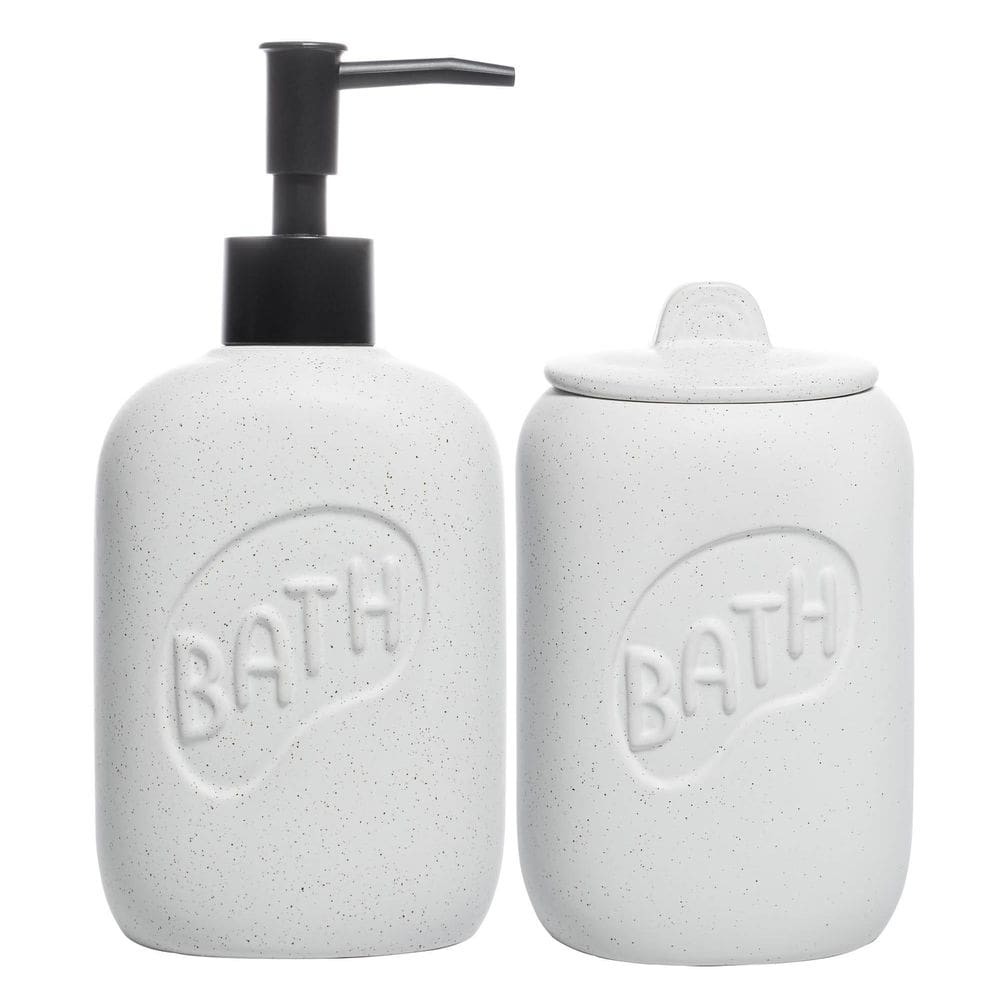 Kit Banheiro Em Cerâmica Letters Porta Sabão E Algodão