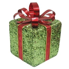 Enfeite De Natal Caixa Verde Pequena Para Arvore Natal 11Cm