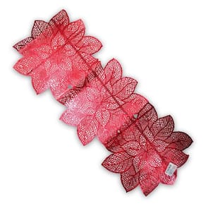Caminho De Mesa Natalino 90X34Cm Flores Vermelho Multiart