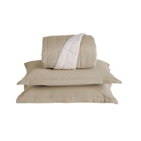 Kit Cobre Leito Colcha Nuance Casal 3 Peças Dupla Face Matelado Sherpa - Cáqui