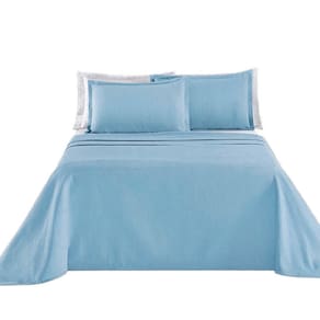Kit Cobre Leito Colcha Sorento Queen 3 Peças Piquet 100% Algodão Premium - Azul Serenity
