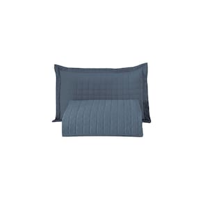 Kit Cobre Leito Colcha Unique Solteiro 2 Peças Matelado Percal 300 Fios - Azul