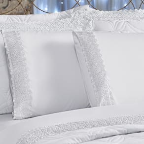 Jogo De Lençol Vinci King 4 Peças Guipir Percal 400 Fios Suave Detalhado - Branco
