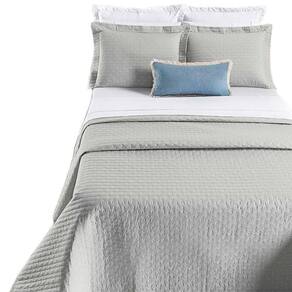 Kit Cobre Leito Colcha Quality Casal 3 Peças Percale 200 Fios Bordado - Cinza