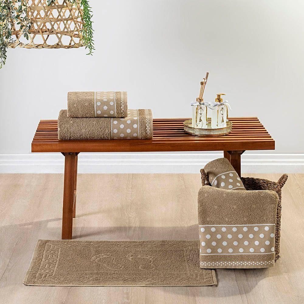 Jogo De Banho Toalhas Celine 5 Peças 100% Algodão 450g/m² Suave - Fendi