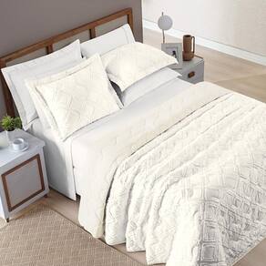Cobre Leito Casal Lint Micropercal 300fios 3pç Offwhite