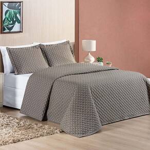 Kit Cobre Leito Espanha Casal Queen 03 Peças Micropercal 200 Fios Matelado White Line - Camafeu Bege