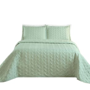 Kit Cobre Leito Colcha Tendência Queen 3 Peças Micropercal 200 Fios Bordado Premium - Verde