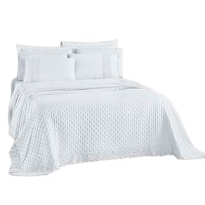 Kit Cobre Leito Colcha Nobre Casal Padrão 3 Peças Micropercal 200 Fios Matelado - Branco Neve