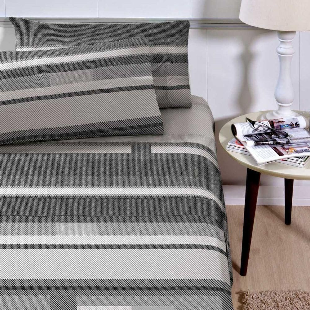 Jogo De Cama Queen Essenciale 100% Algodão 4 Peças Bold Line