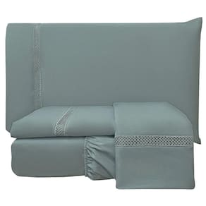 Jogo De Cama Lençol Stella King 4 Peças Percal 300 Fios Ponto Infinito Macio - Cinza Chumbo