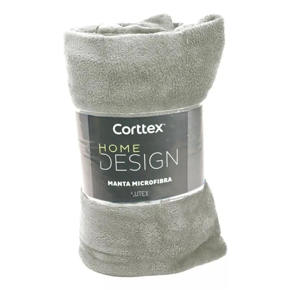 Manta Microfibra Lisa Toque Aveludado Casal 1.80x2.20m Home Design Corttex Cinza