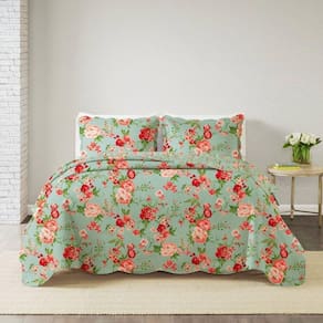 Kit Cobre Leito Solteiro Paris Patchwork + Porta Travesseiro Azul Tropical