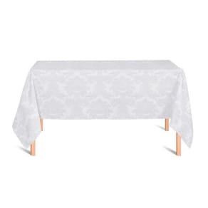 Toalha De Mesa 6 Lugares 1,60x2,00 Jacquard Medalhão Adamascado Retangular Branco